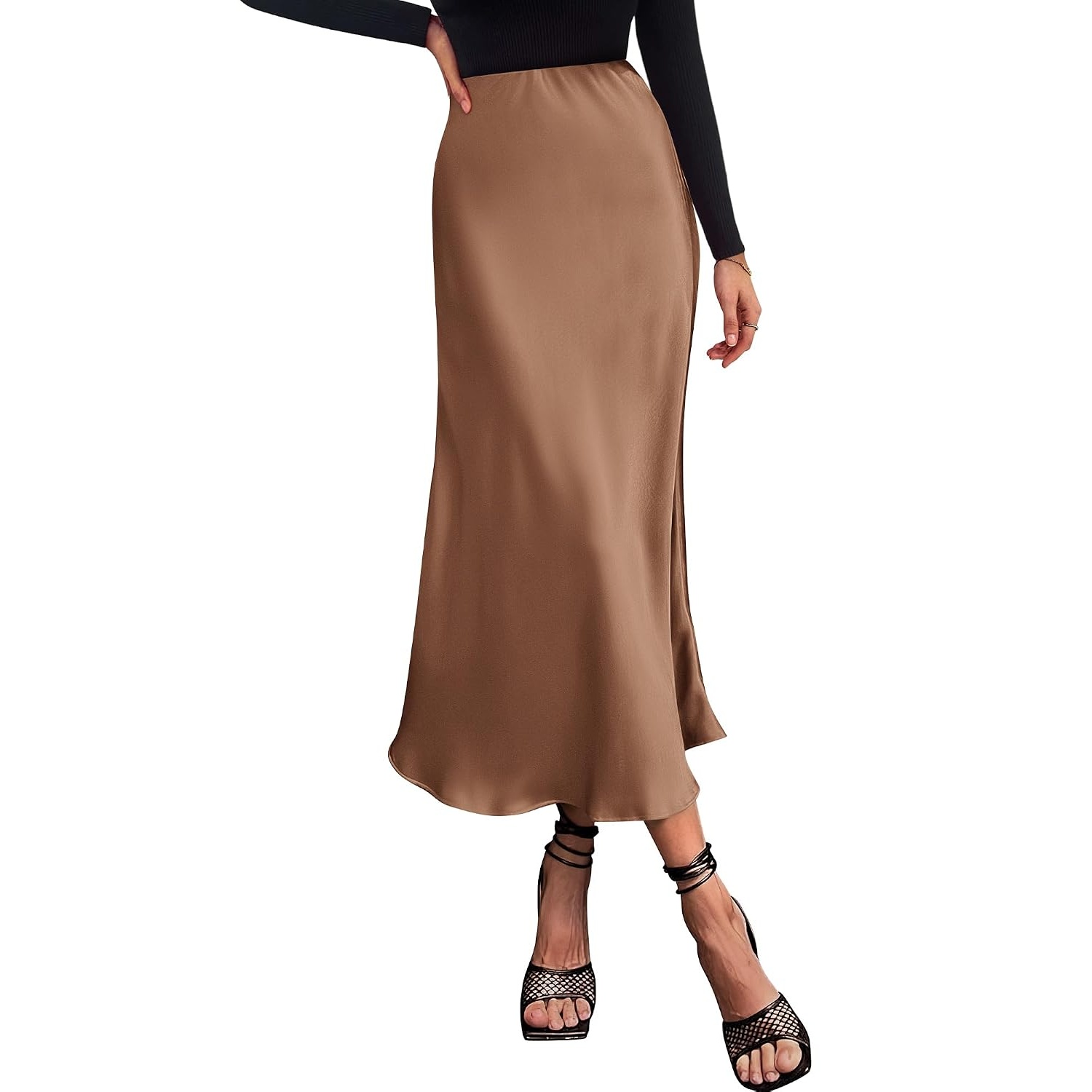 Satin Summer High Flowing Skirt For Women