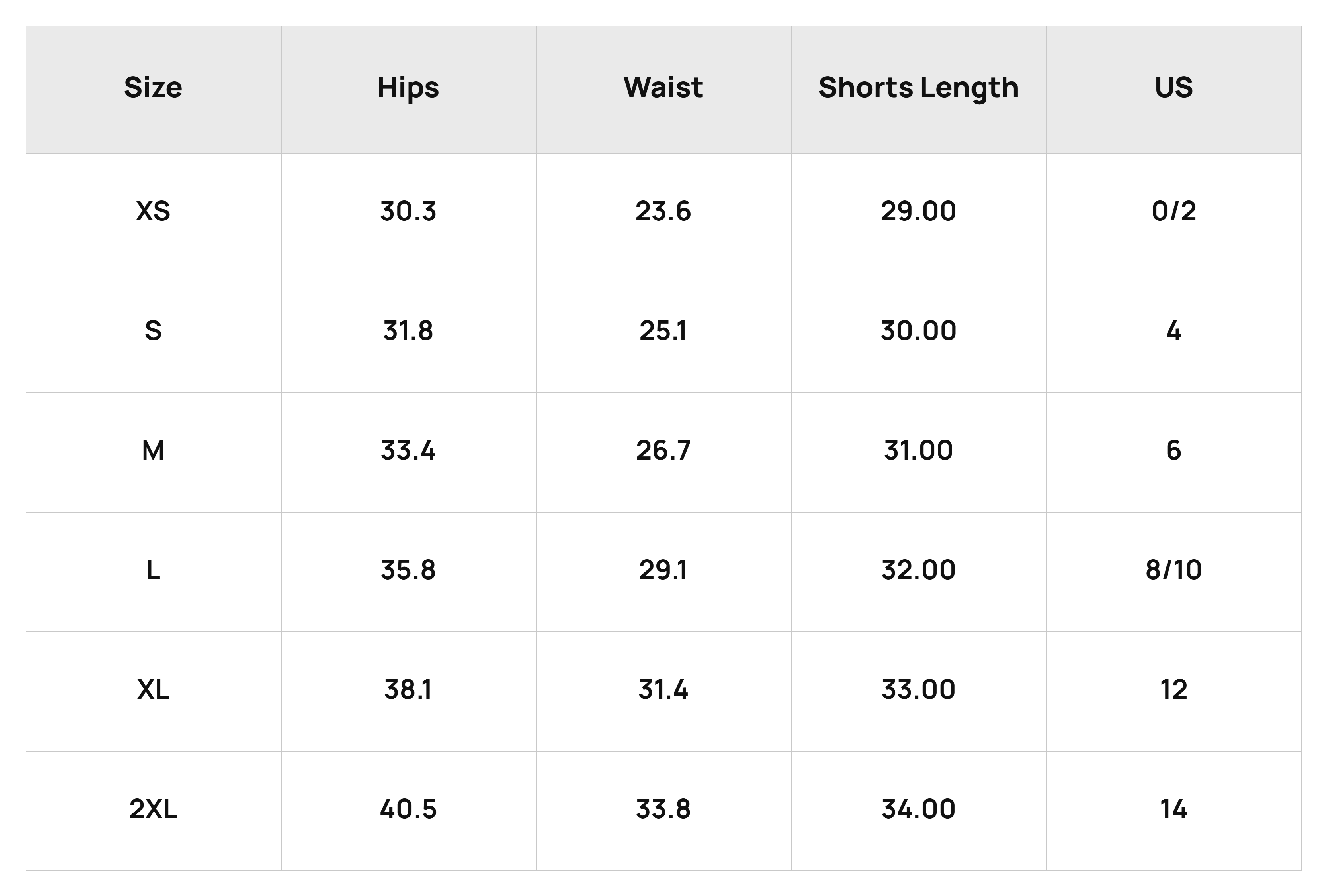 Size Chart