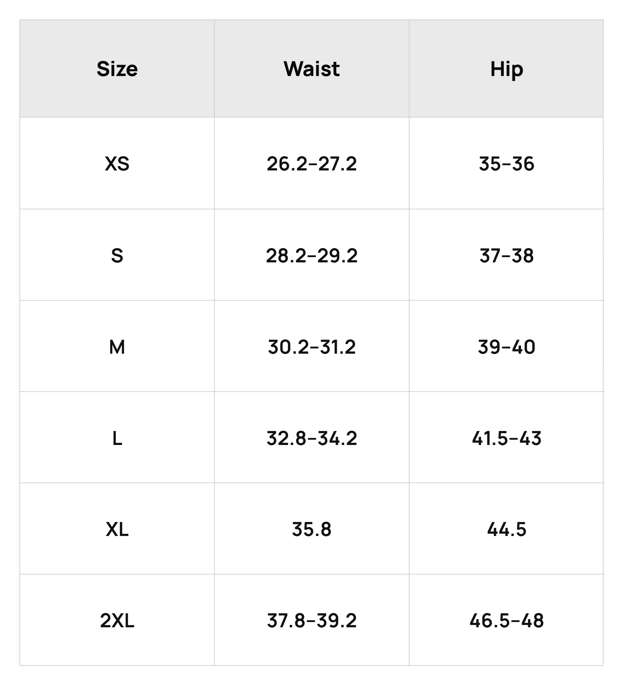 Size Chart