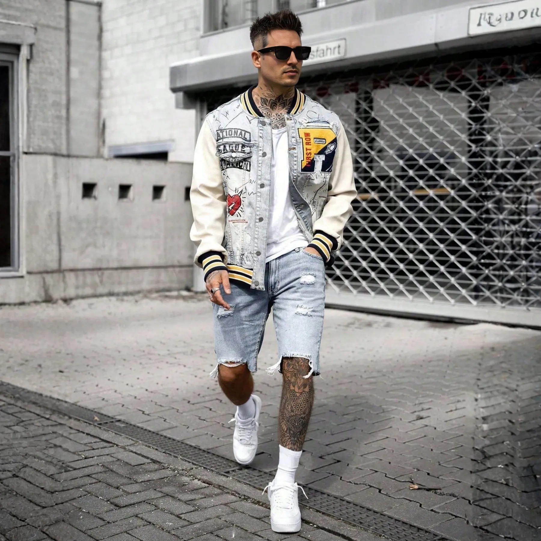 Washed Distressed Denim Shorts Casual Summer Streetwear Style