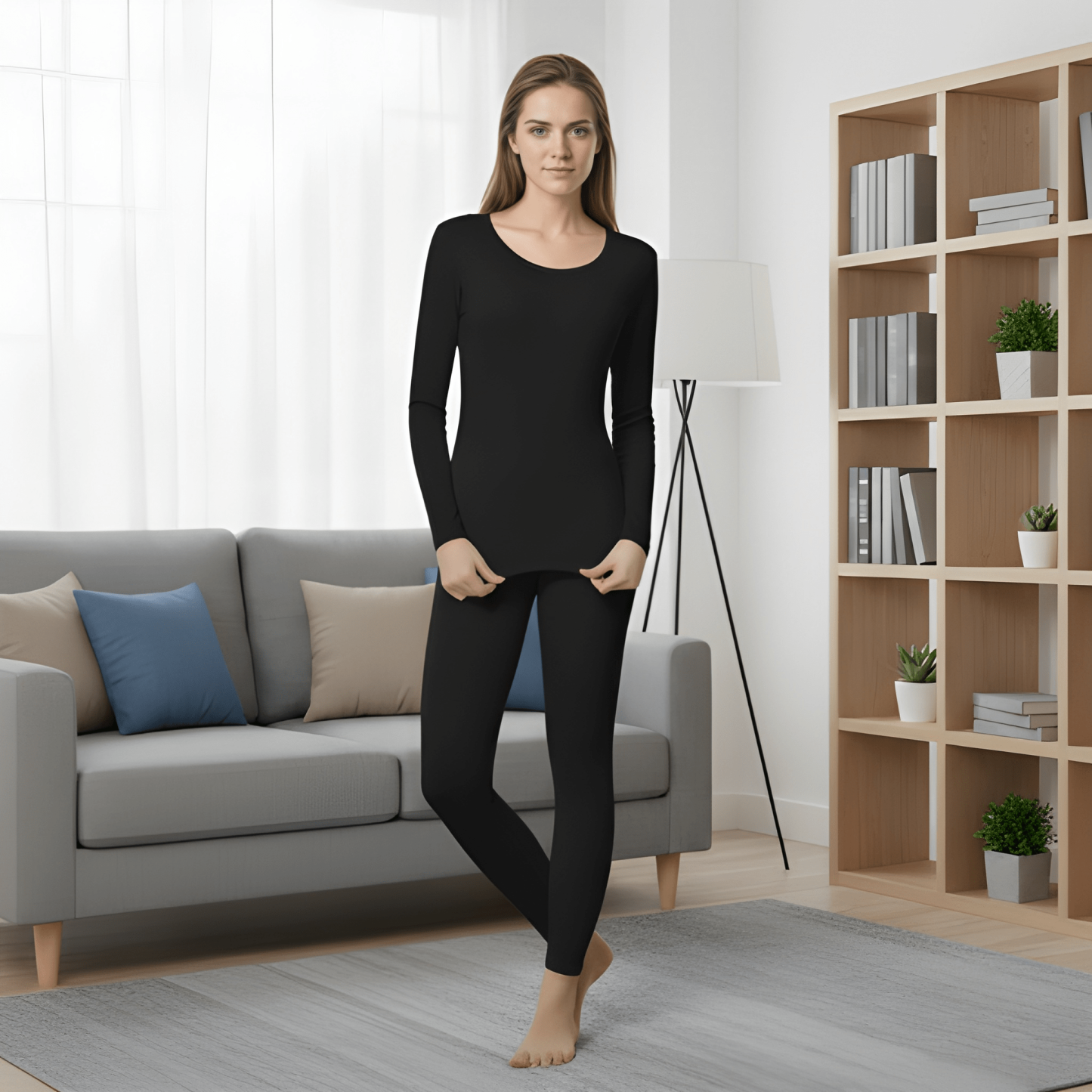 Fleece Lined Thermal Base Layer Underwear Set For Women