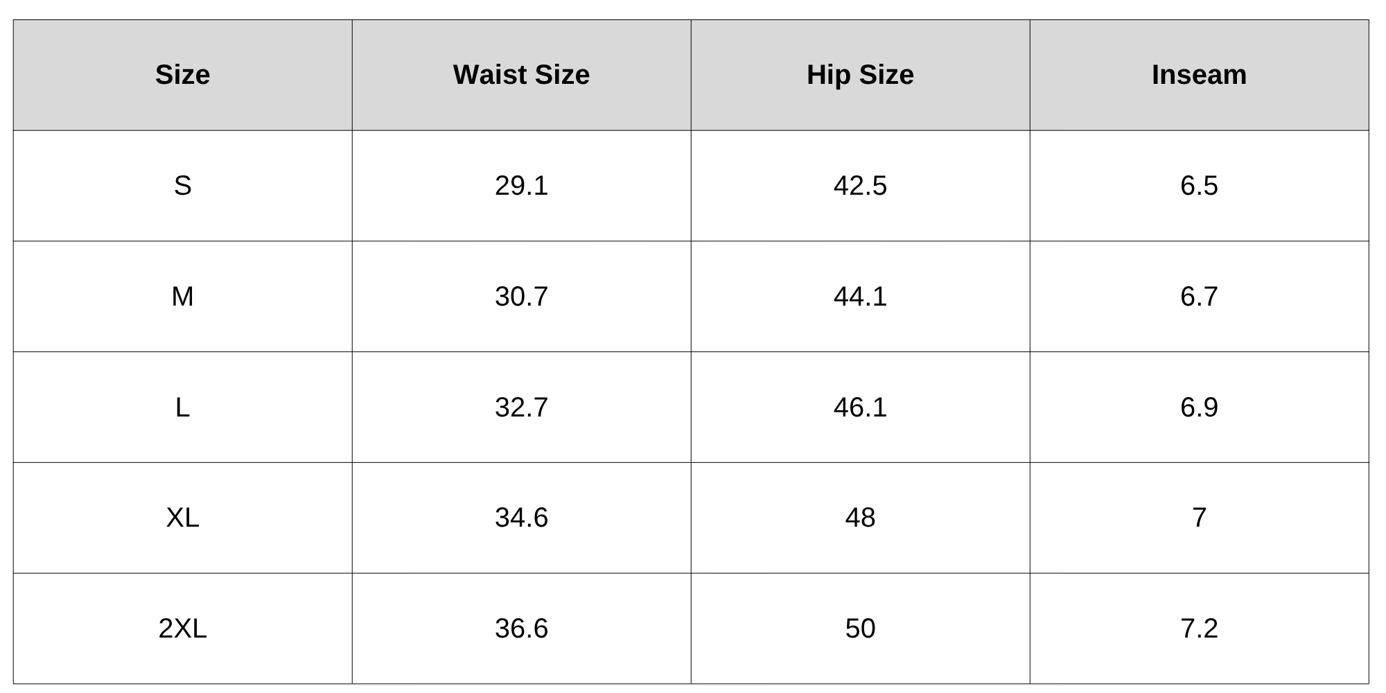 Size Chart