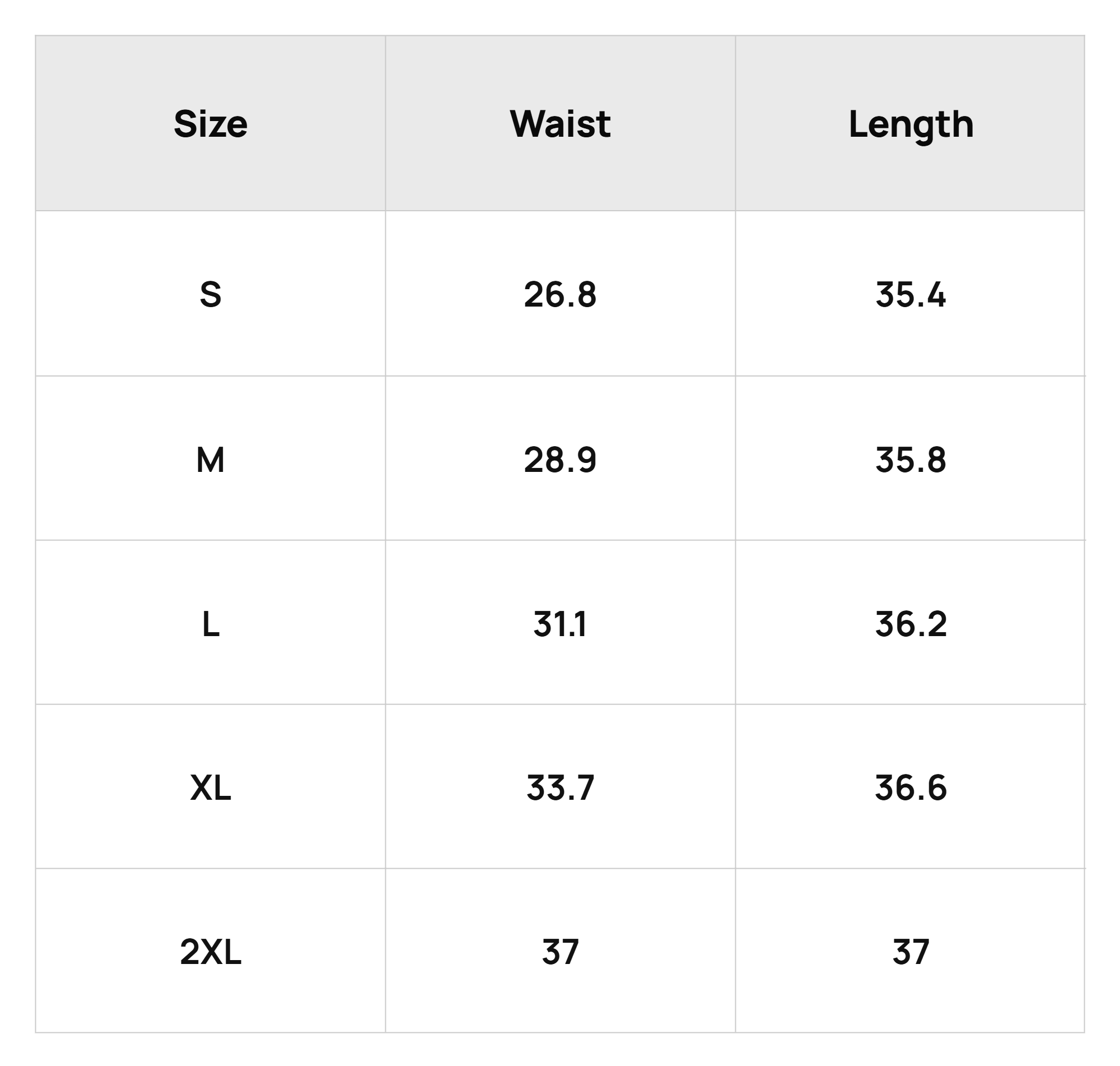 Size Chart
