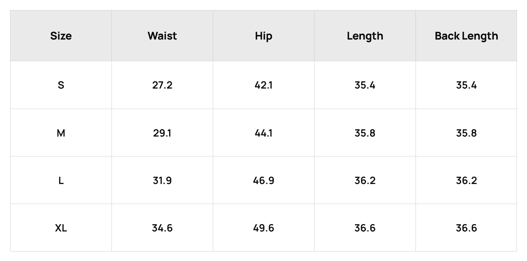 Size Chart