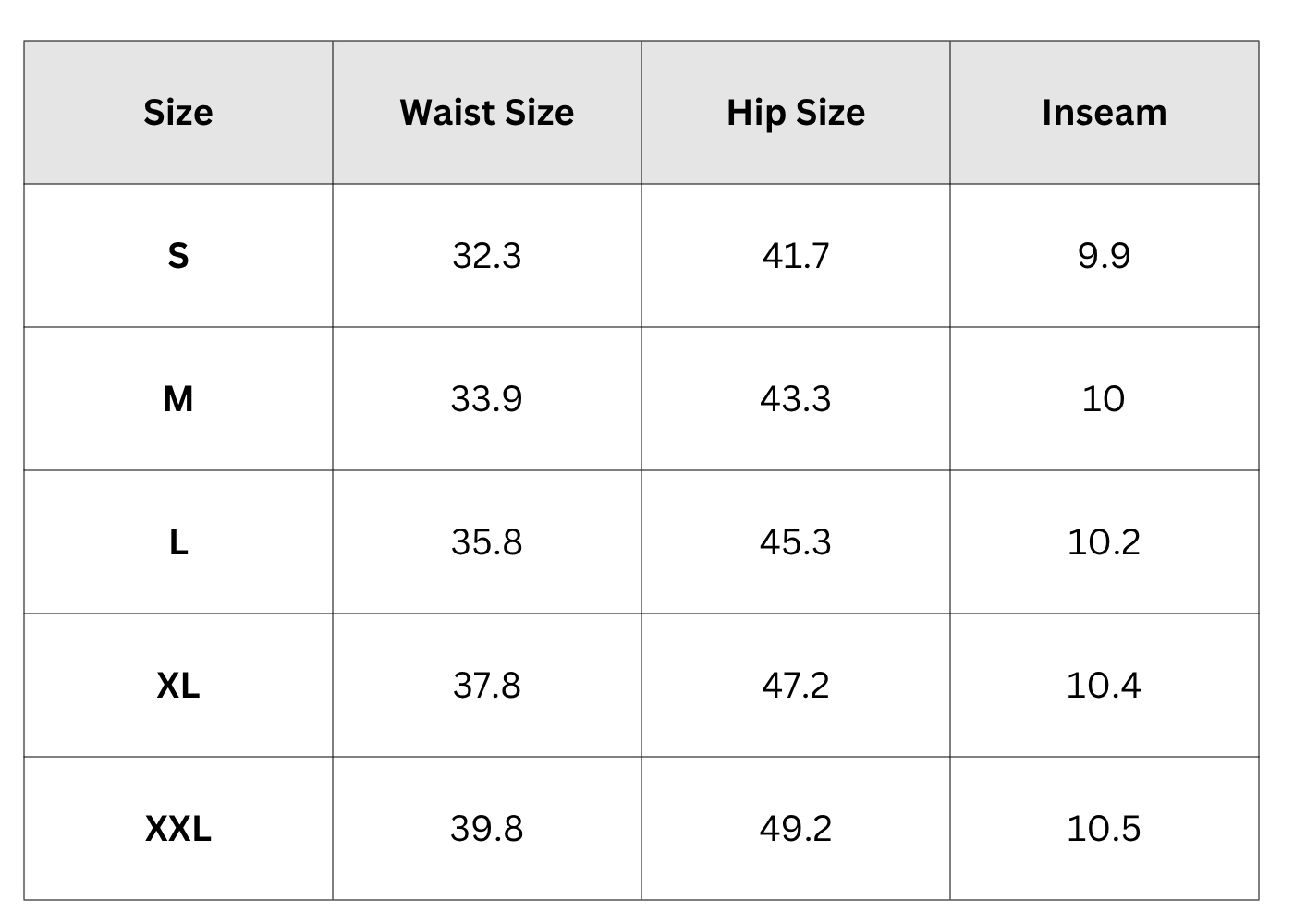 Size Chart