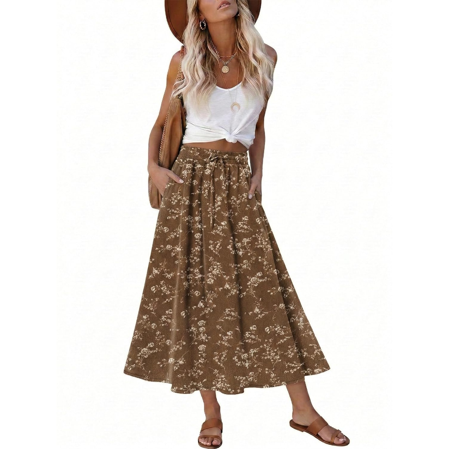 Elastic High Waist A Line Swing Skirt For Women