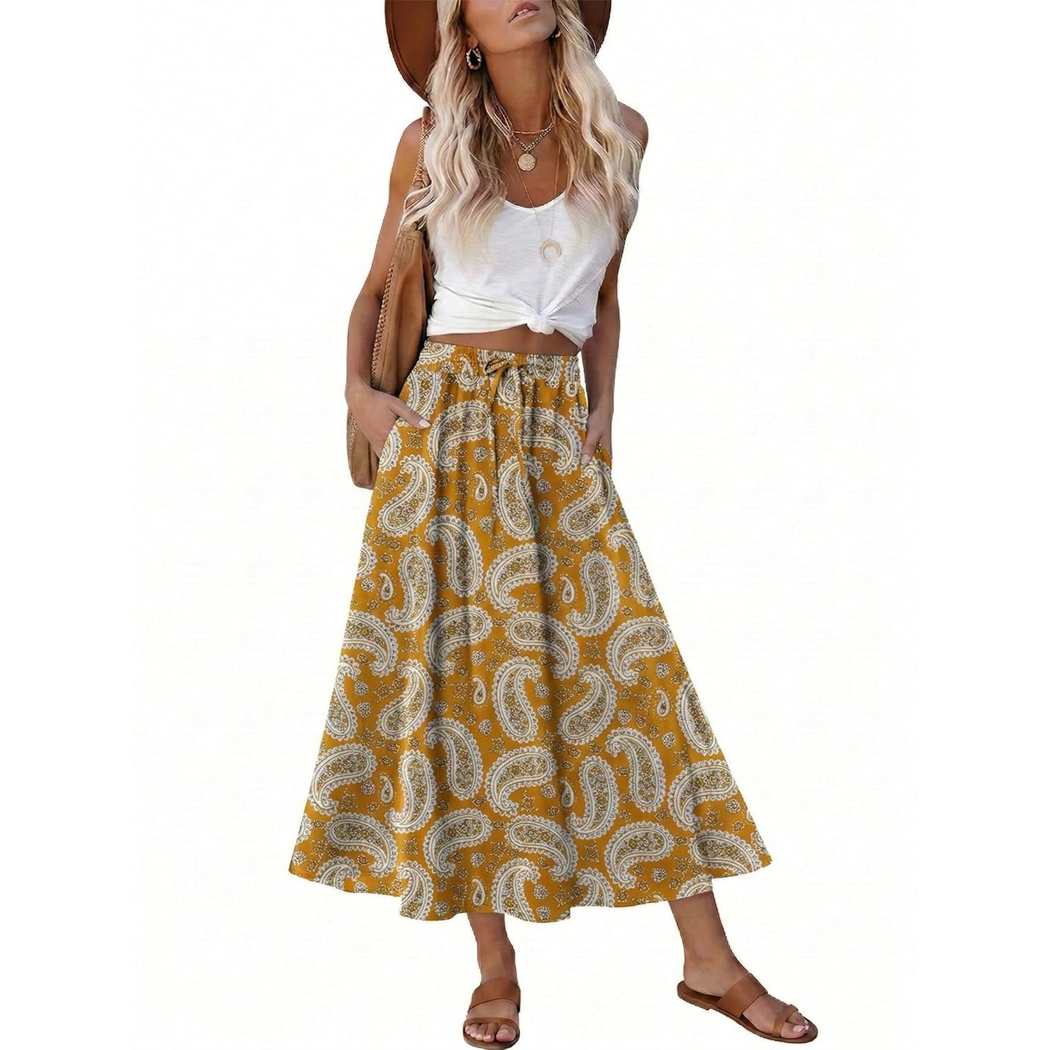 Elastic High Waist A Line Swing Skirt For Women