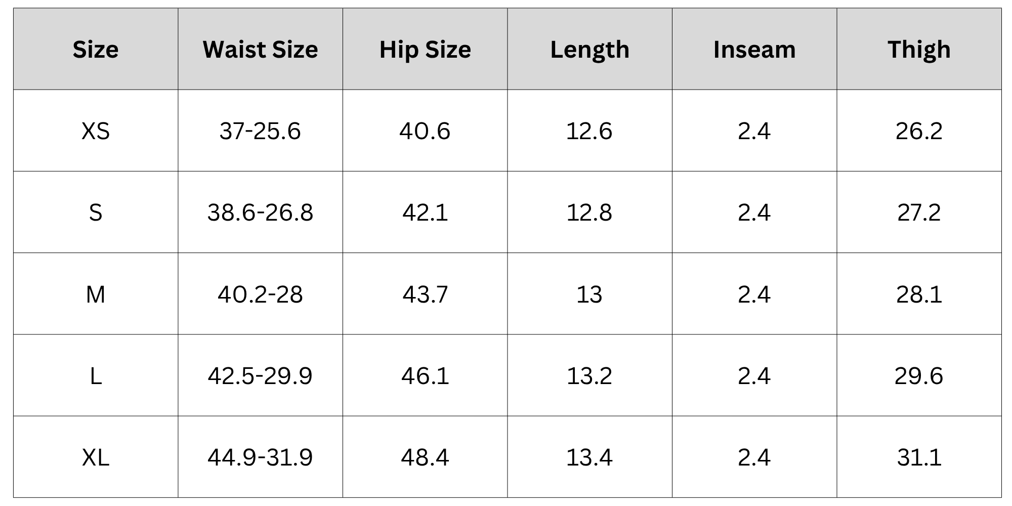Size Chart