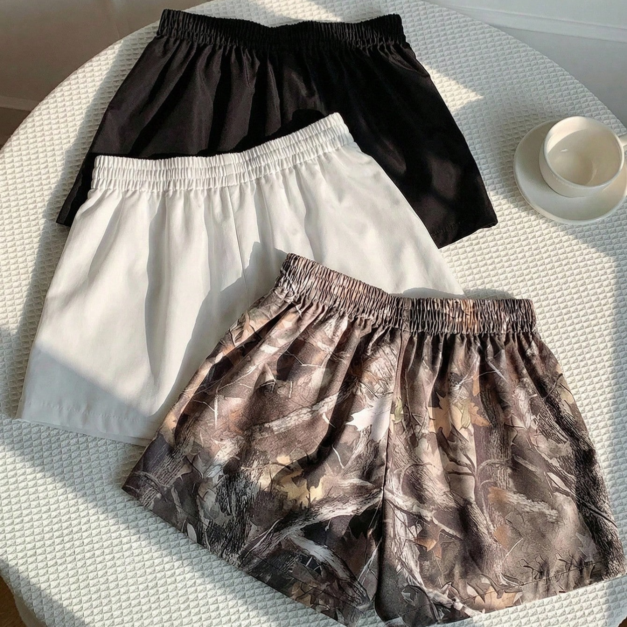 3 Pieces Casual Printed Summer Shorts Set