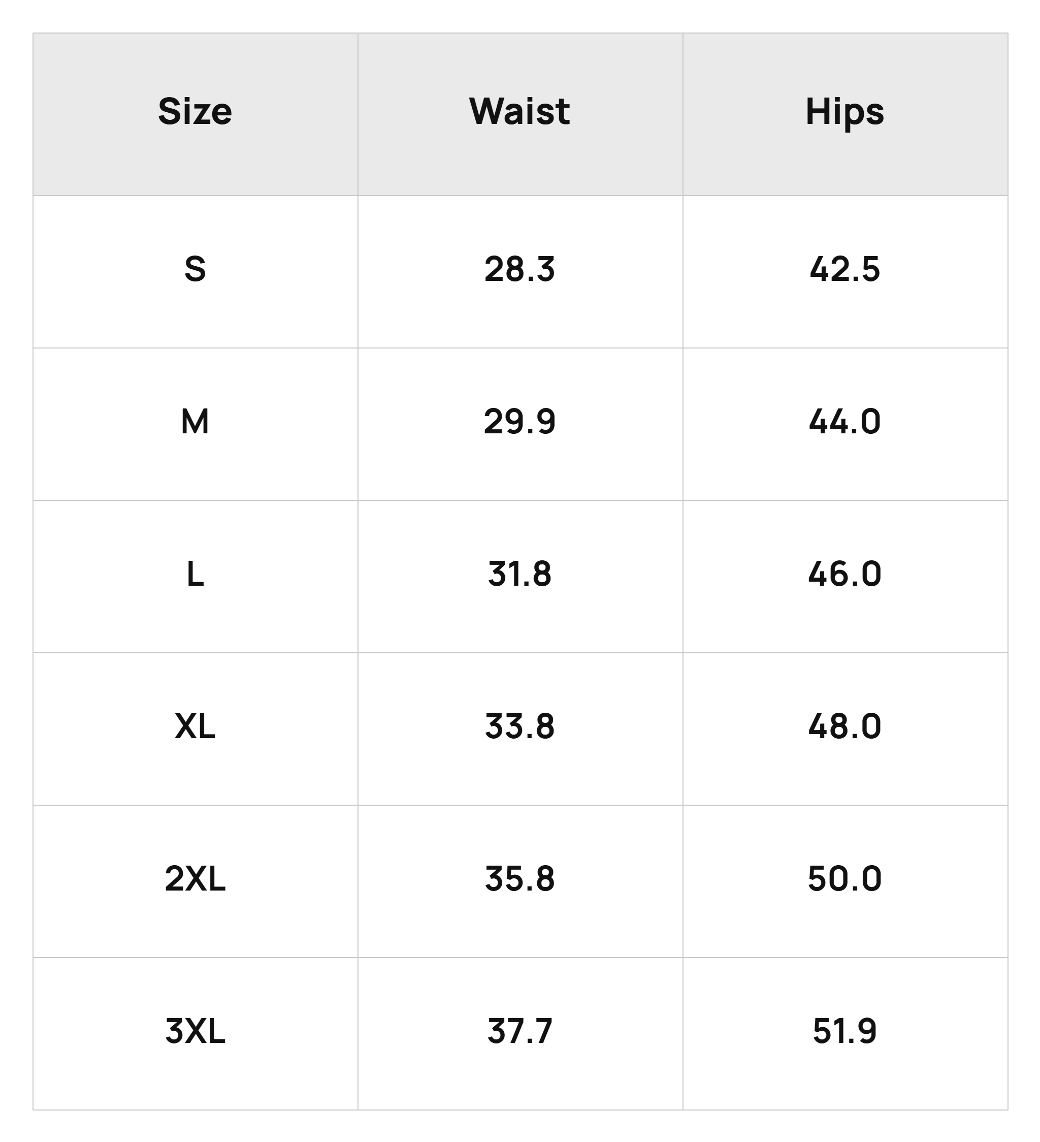 Size Chart