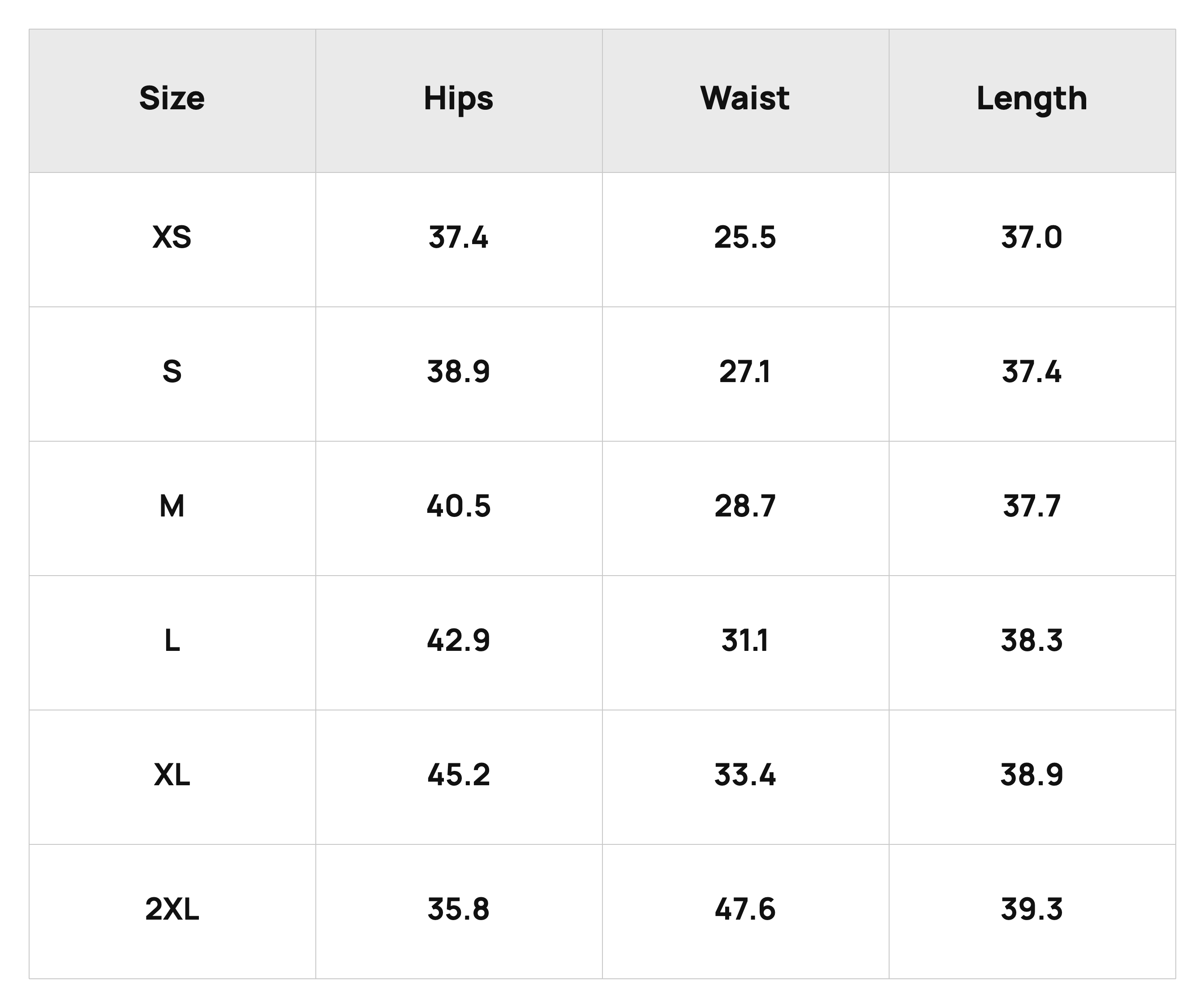 Size Chart