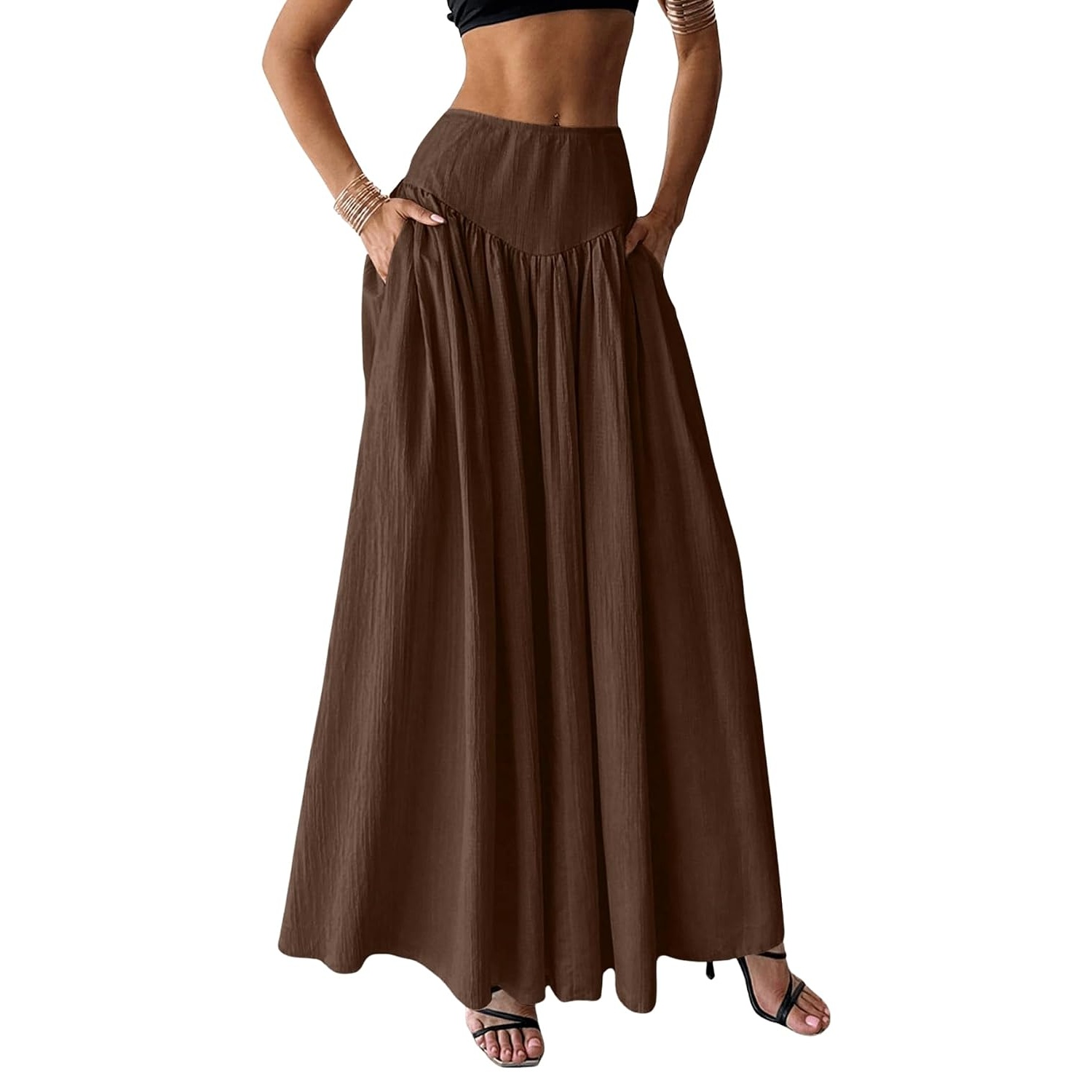 Casual Pleated Maxi Skirt For Women