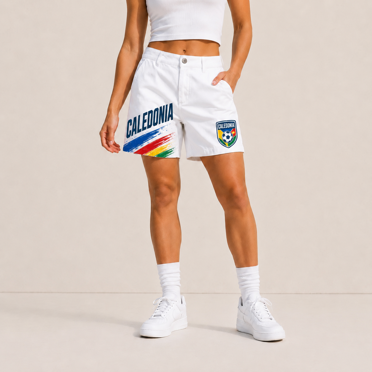 World Cup 2026 Caledonia Football Fan Printed Twill Shorts
