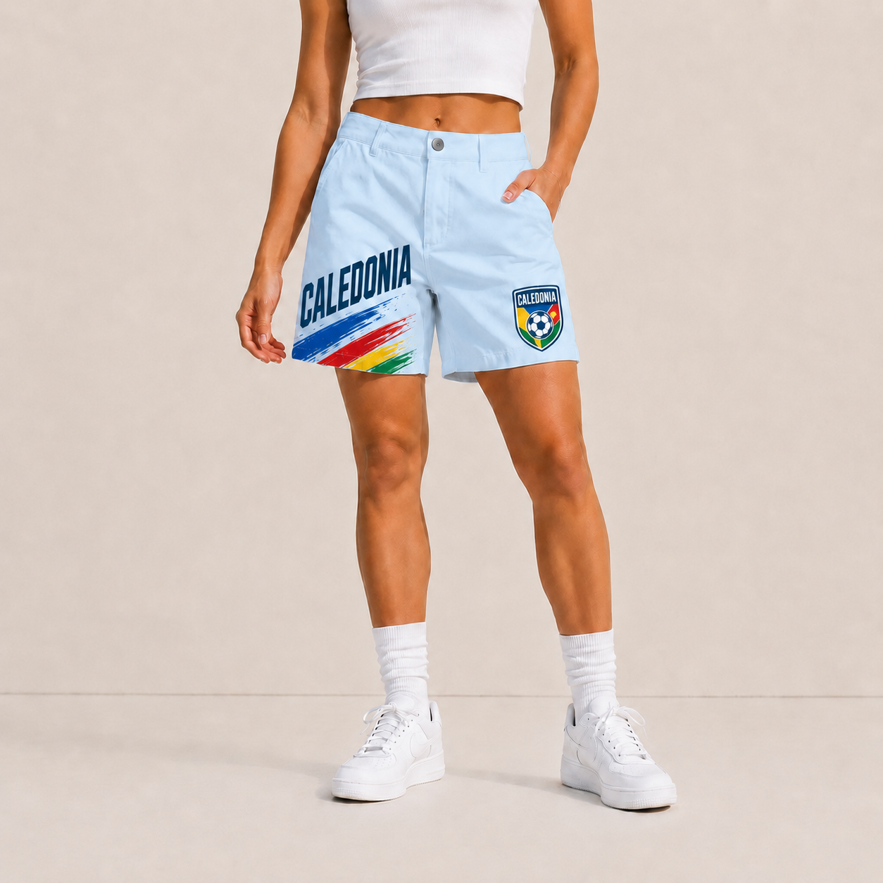 World Cup 2026 Caledonia Football Fan Printed Twill Shorts