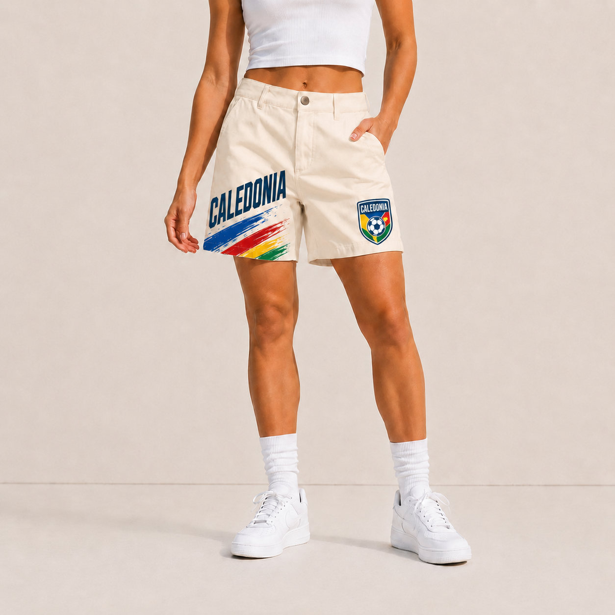 World Cup 2026 Caledonia Football Fan Printed Twill Shorts