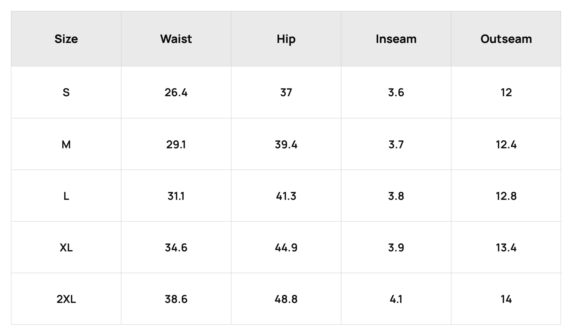 Size Chart
