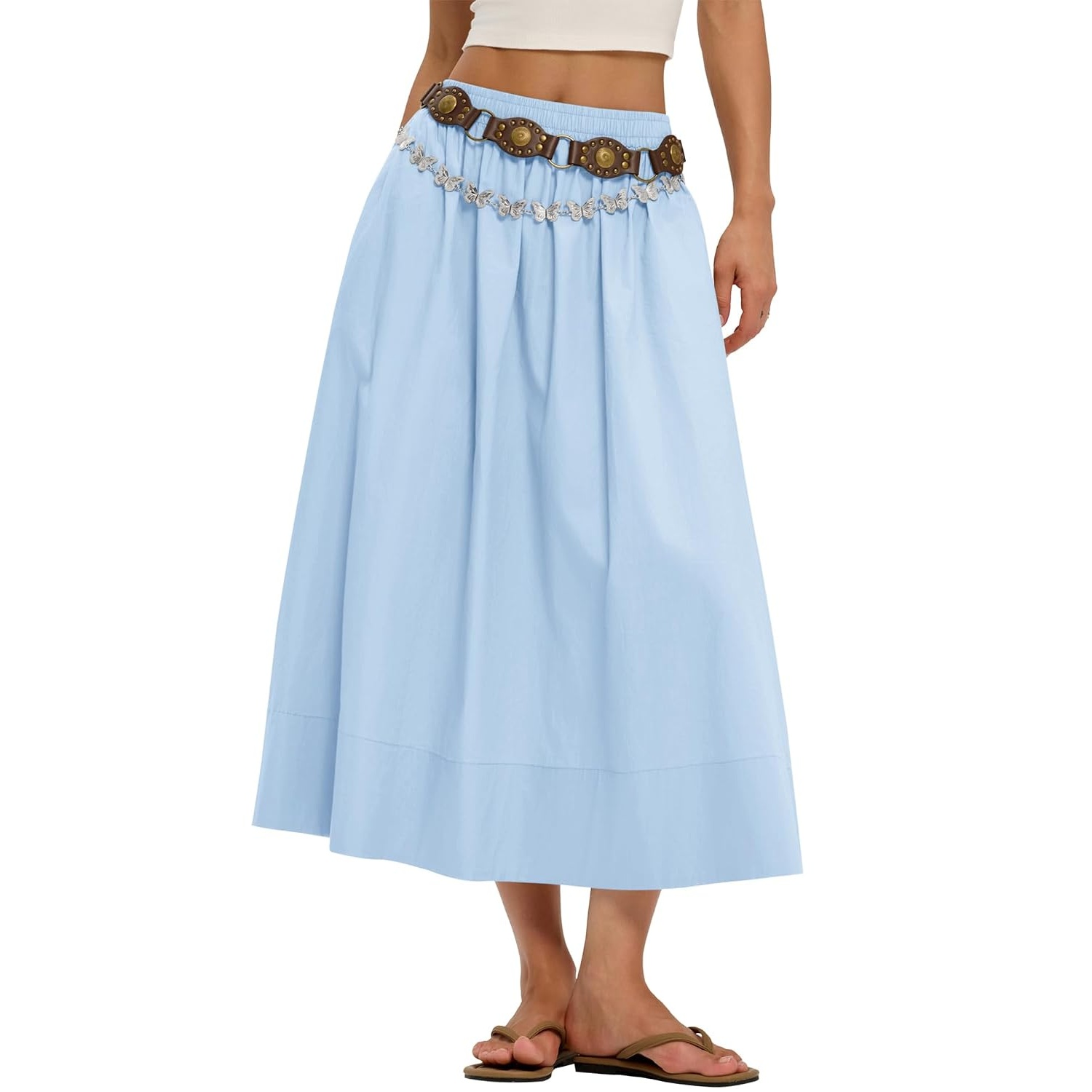 Cotton Boho Summer Beach Casual Elastic Waist Dress For Women