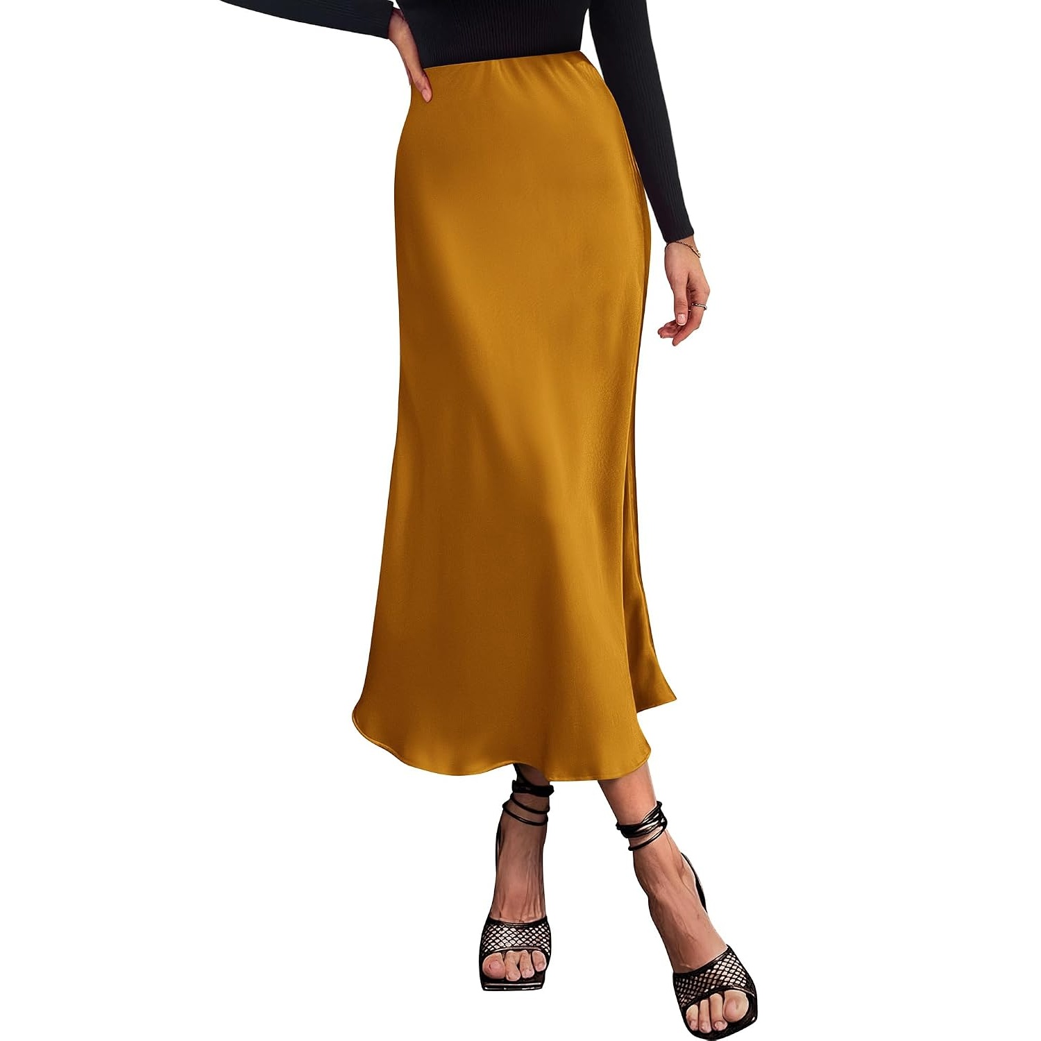 Satin Summer High Flowing Skirt For Women
