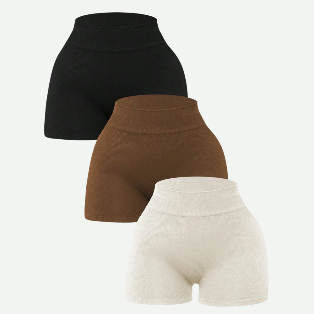 Pack Of 3 Solid Color High Workout Shorts For Women
