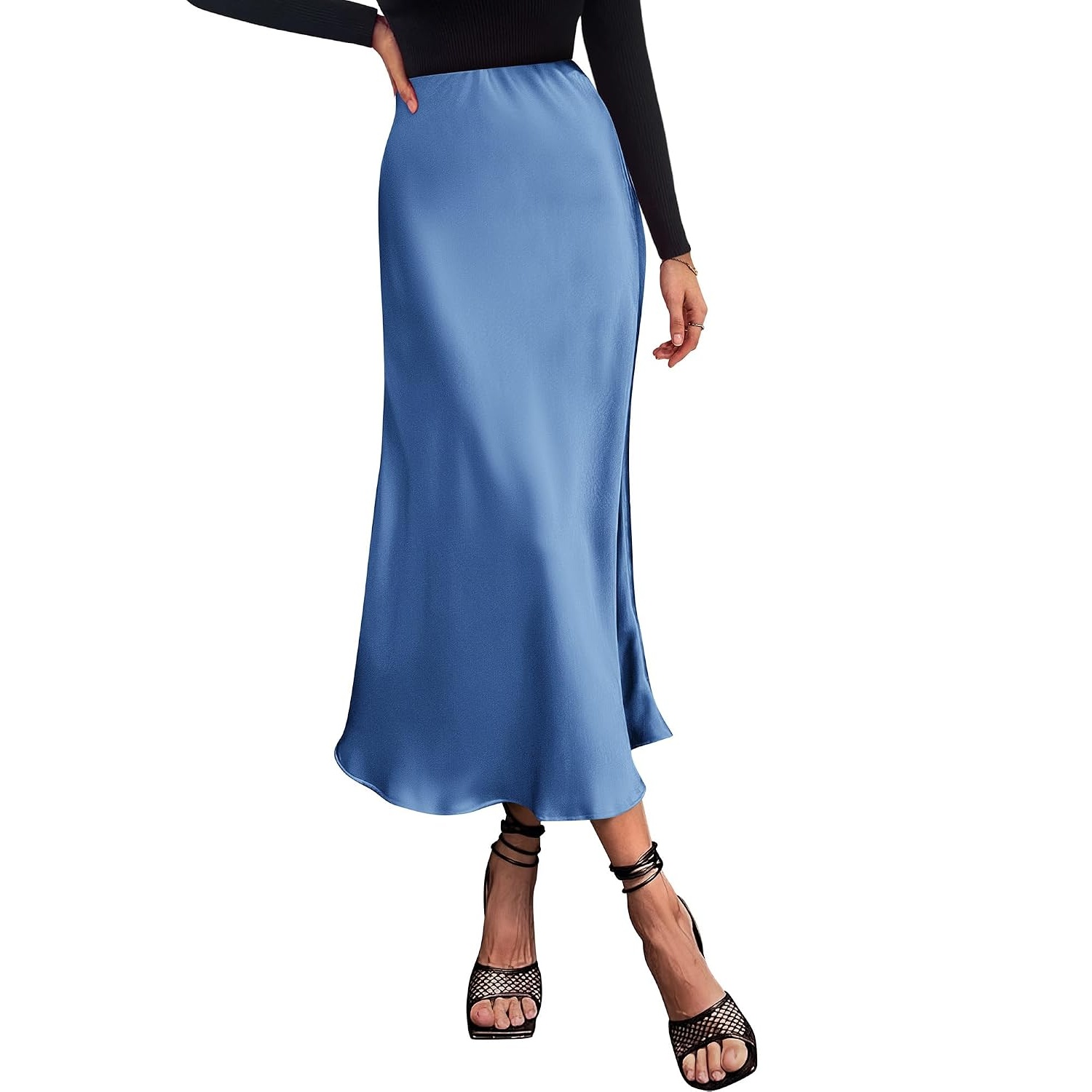 Satin Summer High Flowing Skirt For Women