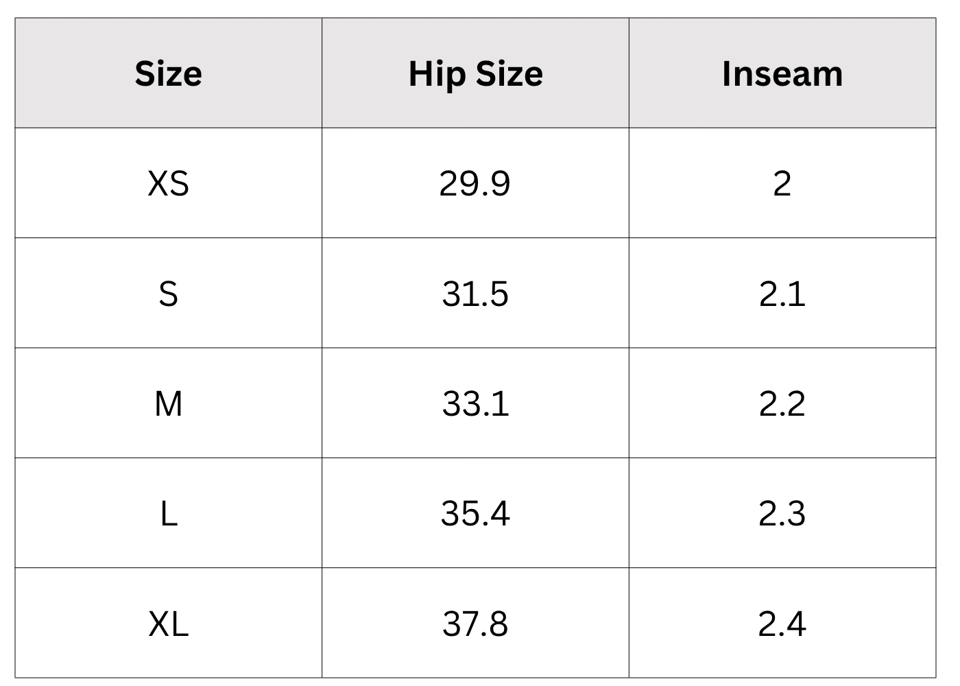 Size Chart