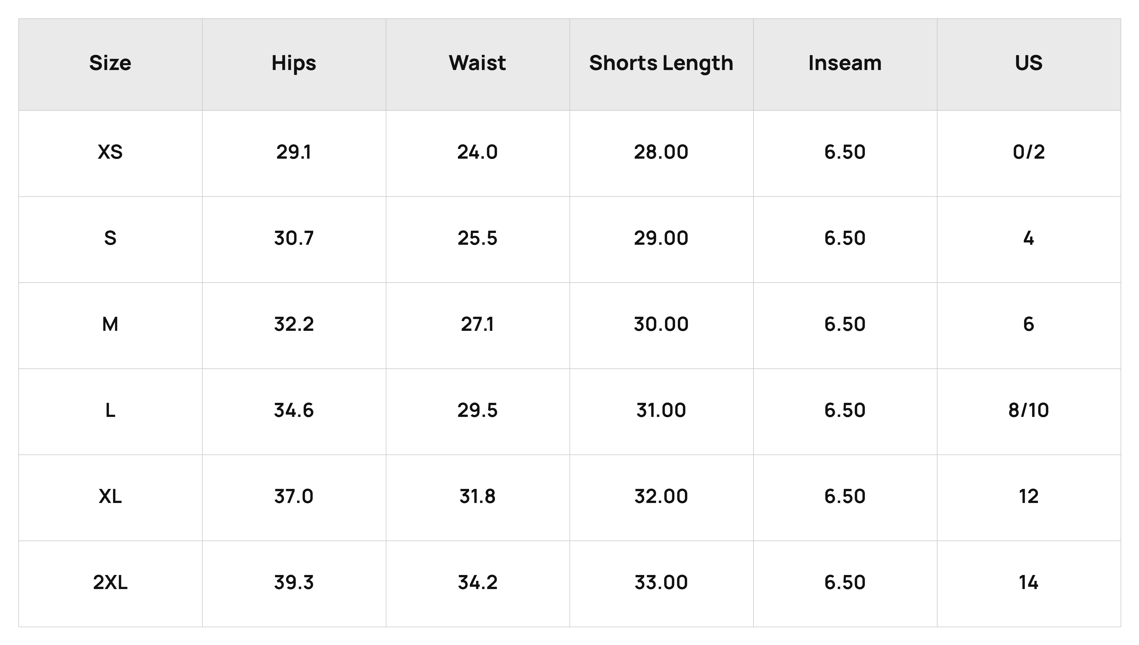 Size Chart