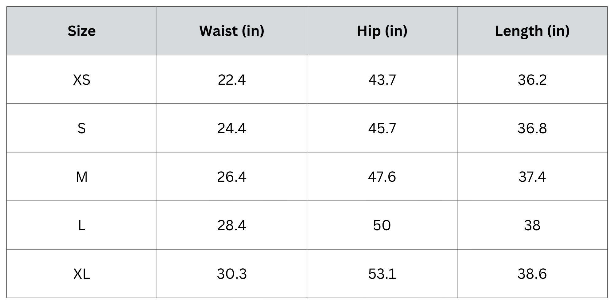 Size Chart