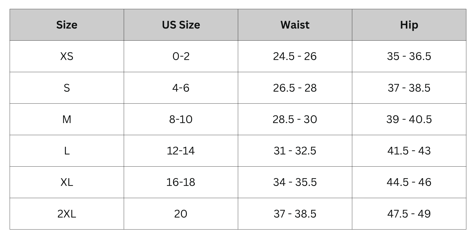 Size Chart