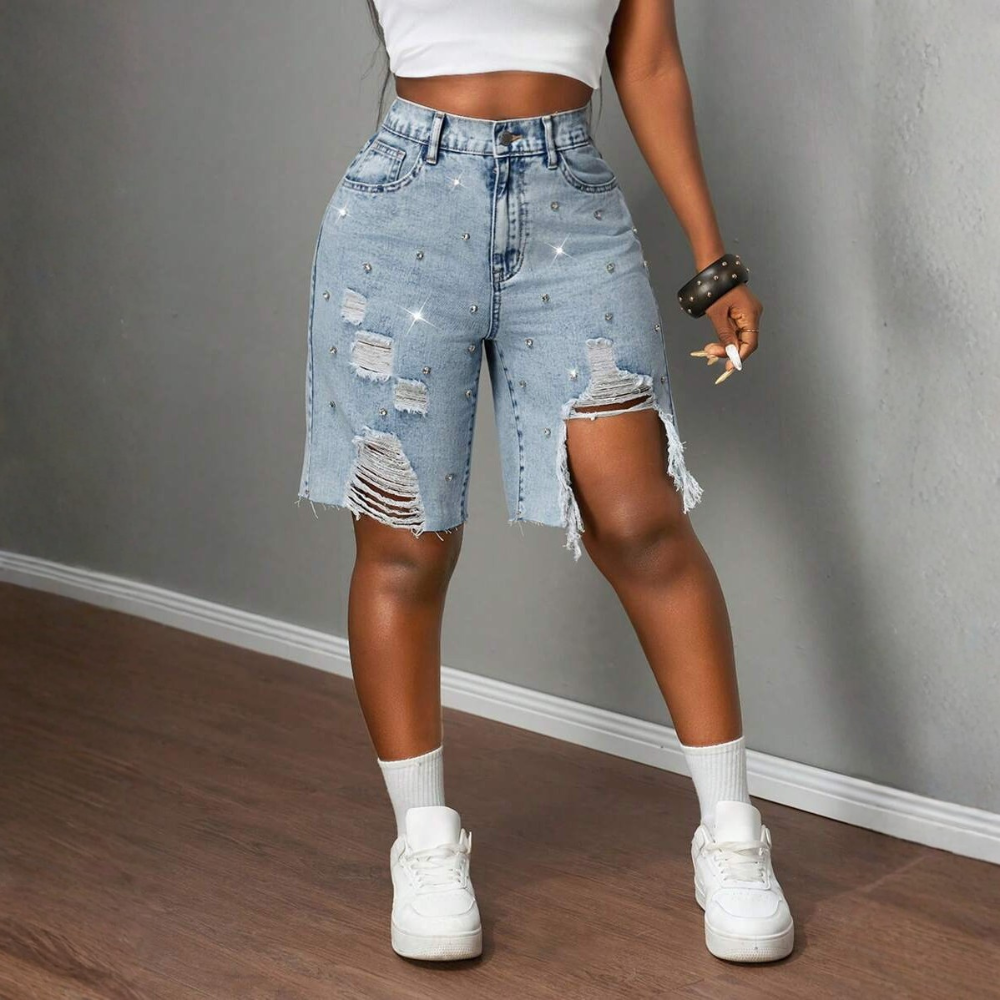 And Low Loose Ripped Denim Shorts High Waist Low Waist Autumn Vintage For Women