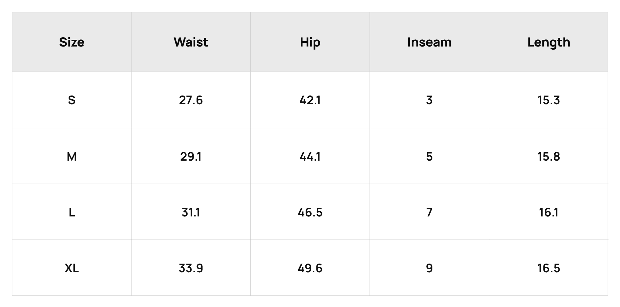 Size Chart