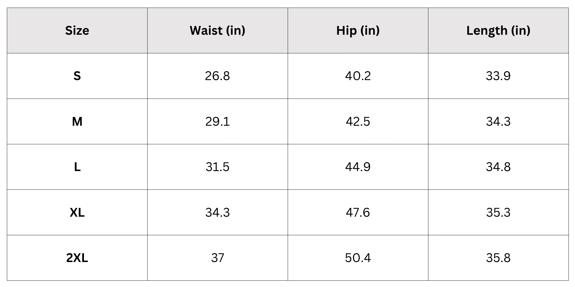 Size Chart