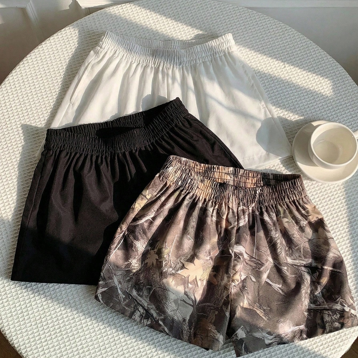 3 Pieces Casual Printed Summer Shorts Set