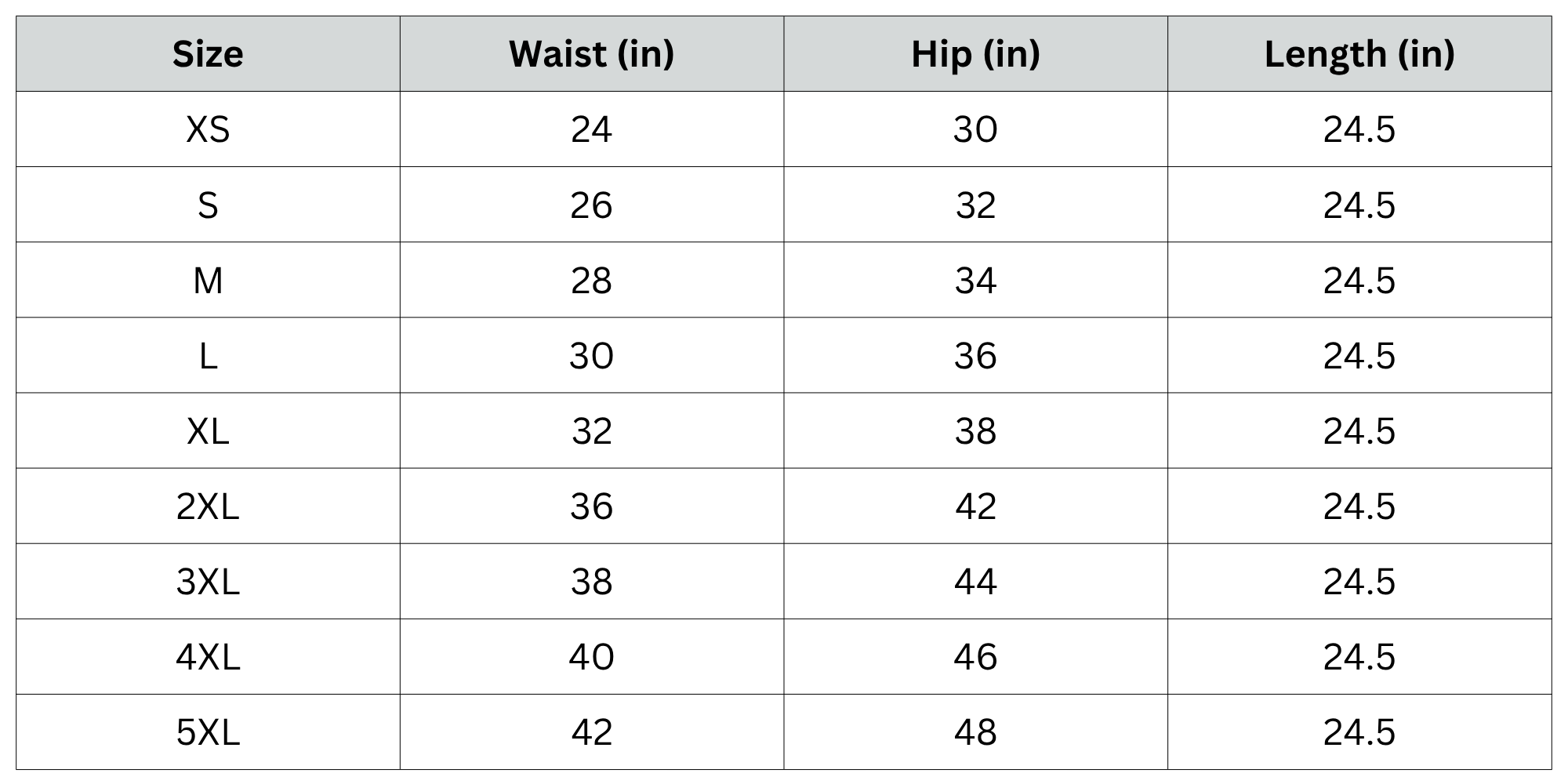 Size Chart