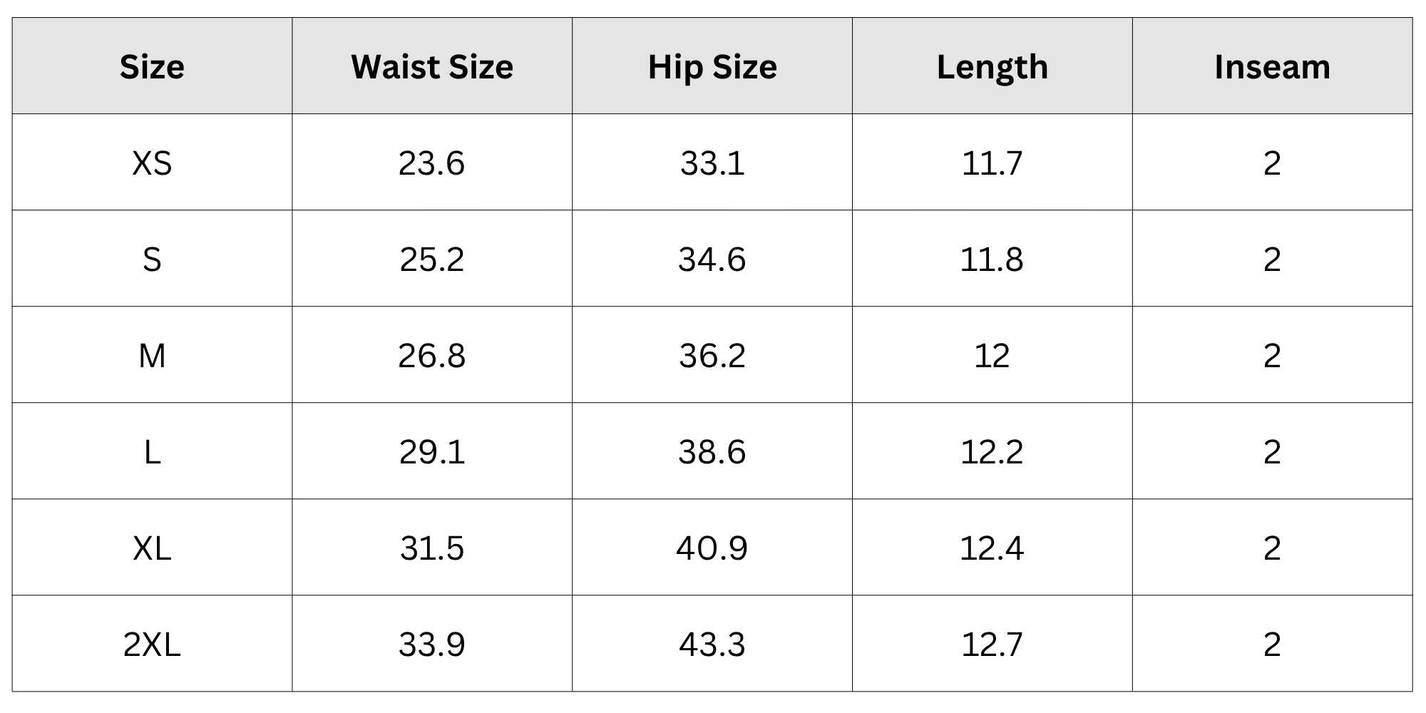 Size Chart