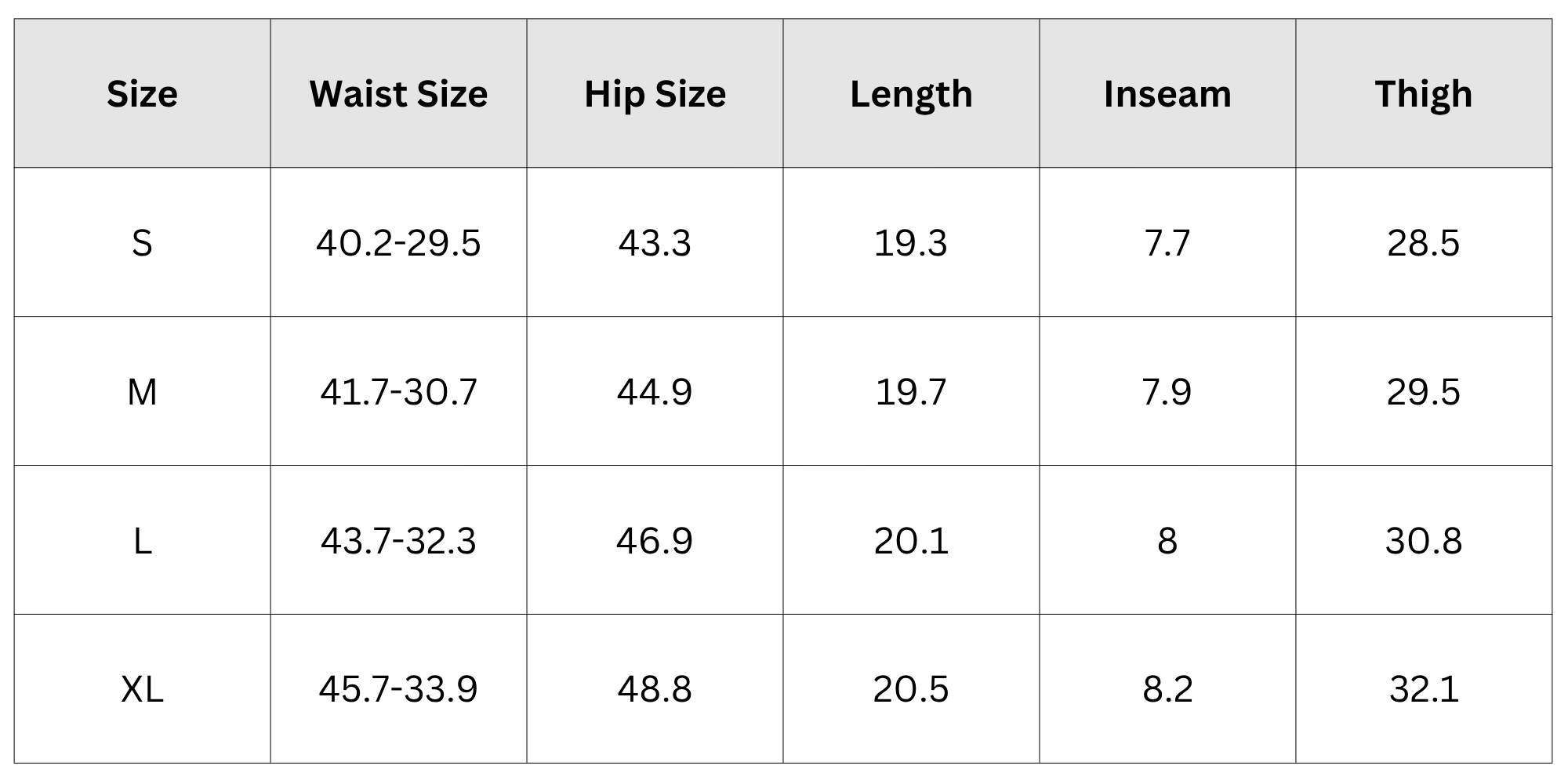 Size Chart
