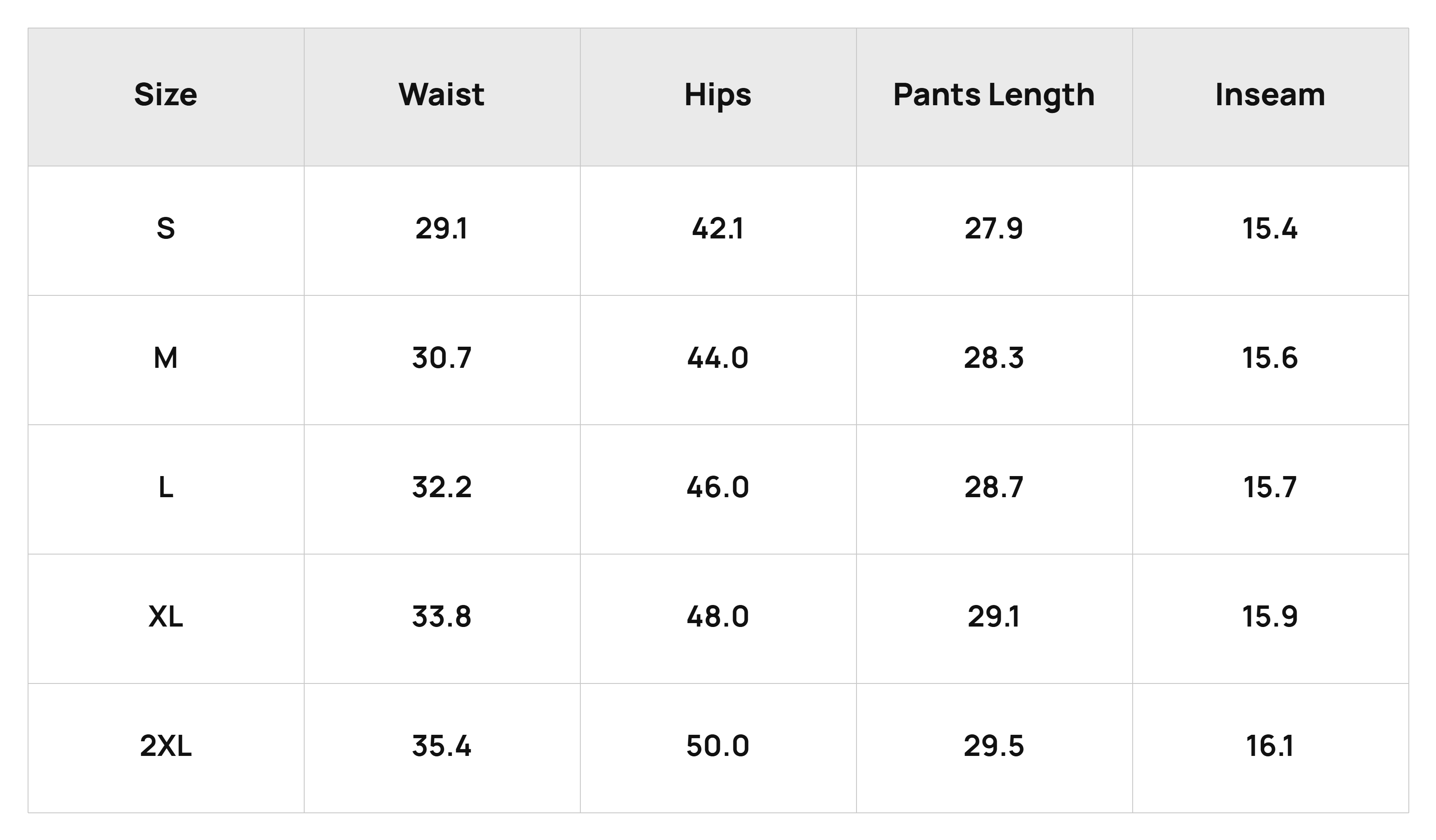 Size Chart