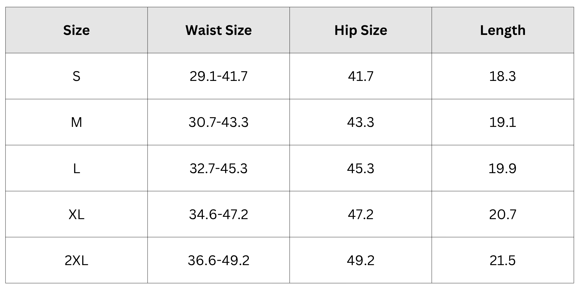 Size Chart