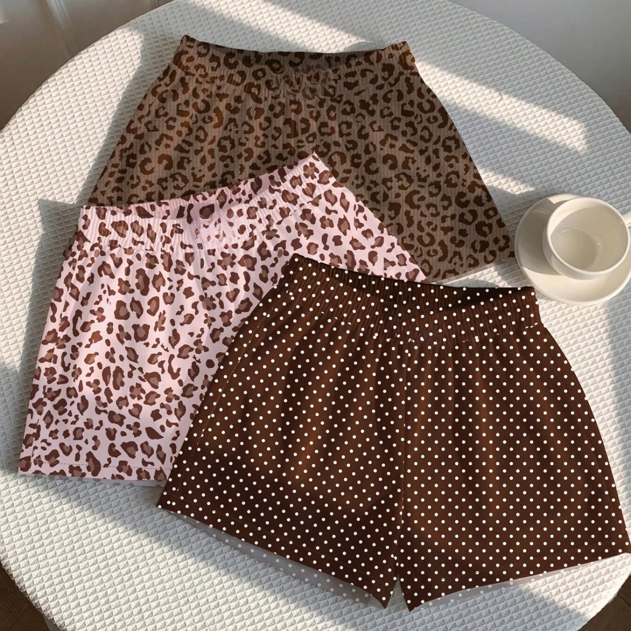 3 Pieces Casual Printed Summer Shorts Set
