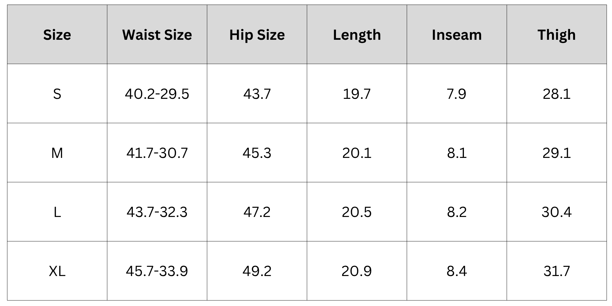Size Chart