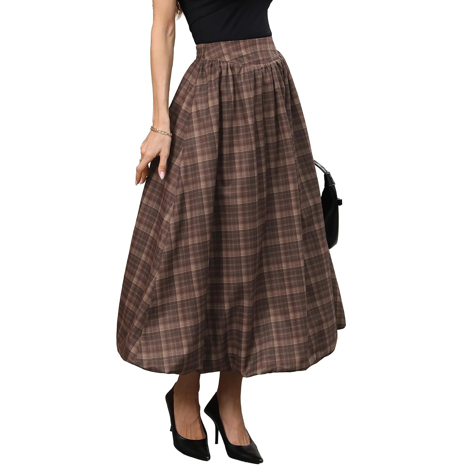 Flowy Bubble Style Maxi Skirt With Elastic For Women