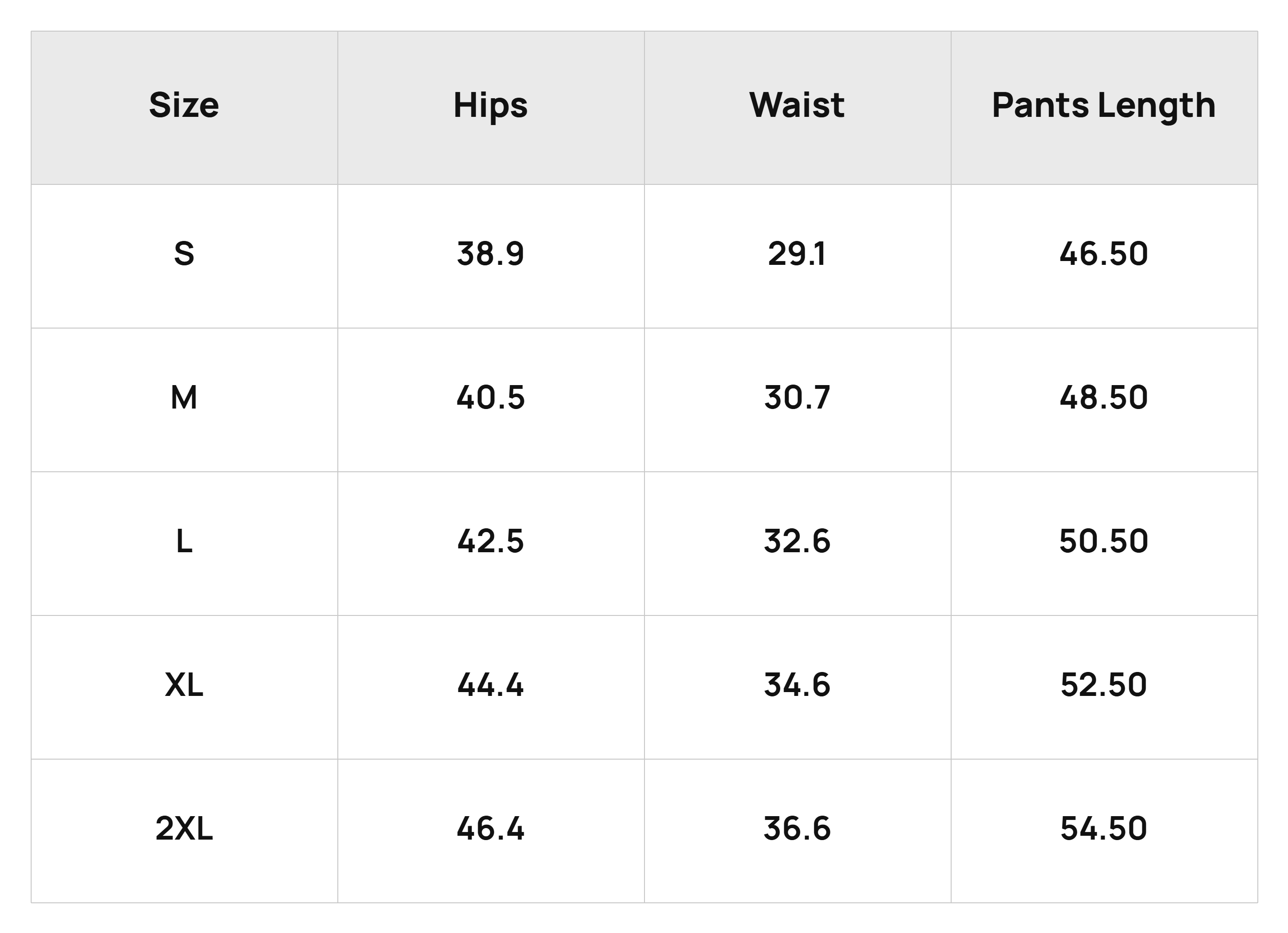 Size Chart