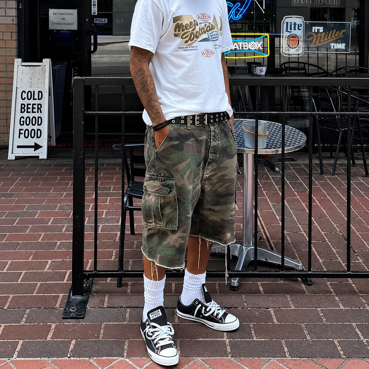 Y2K Camouflage Cargo Denim Shorts Casual Streetwear Style