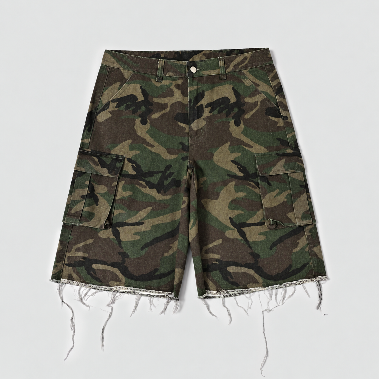 Y2K Camouflage Cargo Denim Shorts Casual Streetwear Style
