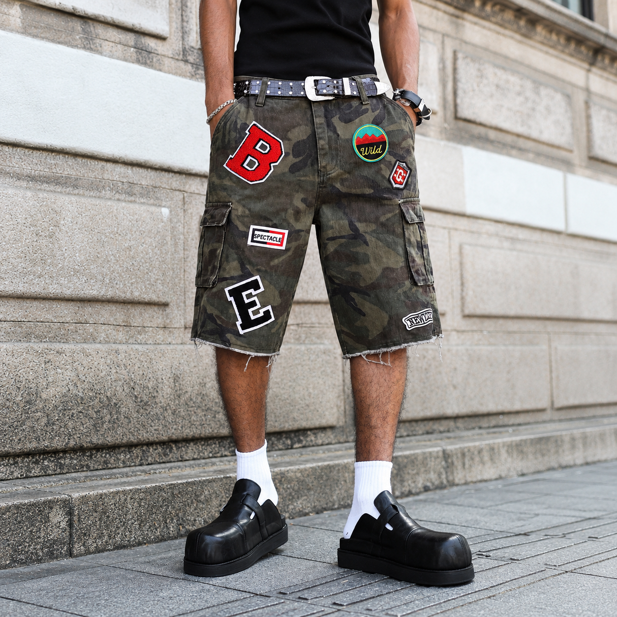 Y2K Camouflage Cargo Denim Shorts Casual Streetwear Style