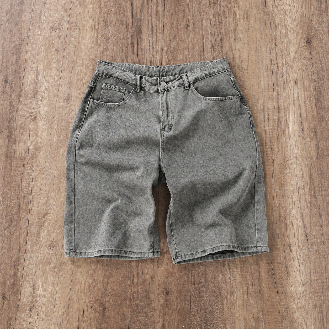 Camouflage Denim Cargo Shorts Jorts Streetwear Style for Men
