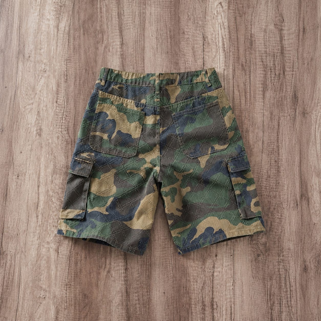 Camouflage Denim Cargo Shorts Jorts Streetwear Style for Men