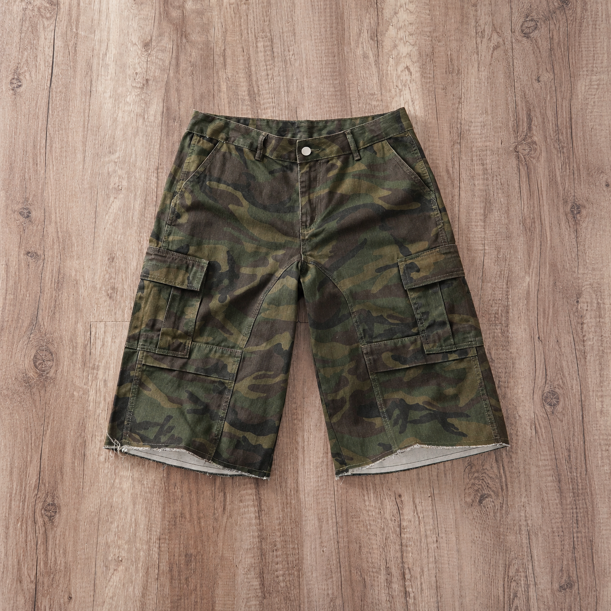 Camouflage Denim Cargo Shorts Jorts Streetwear Style for Men