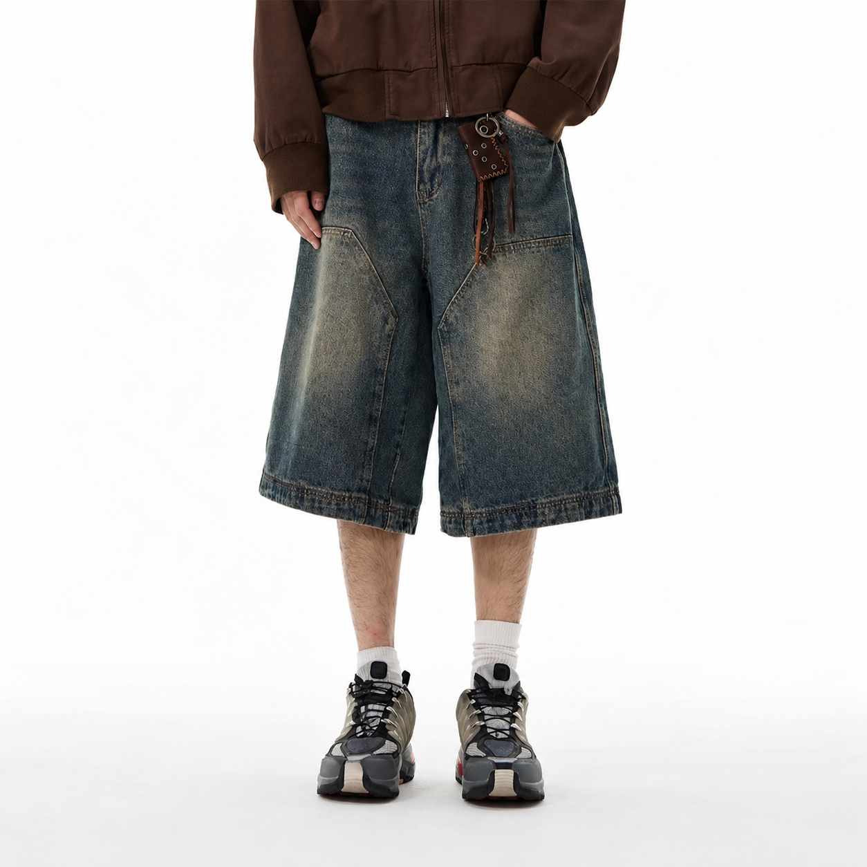 Loose Fit Denim Bermuda Shorts Jorts Streetwear Style for Men