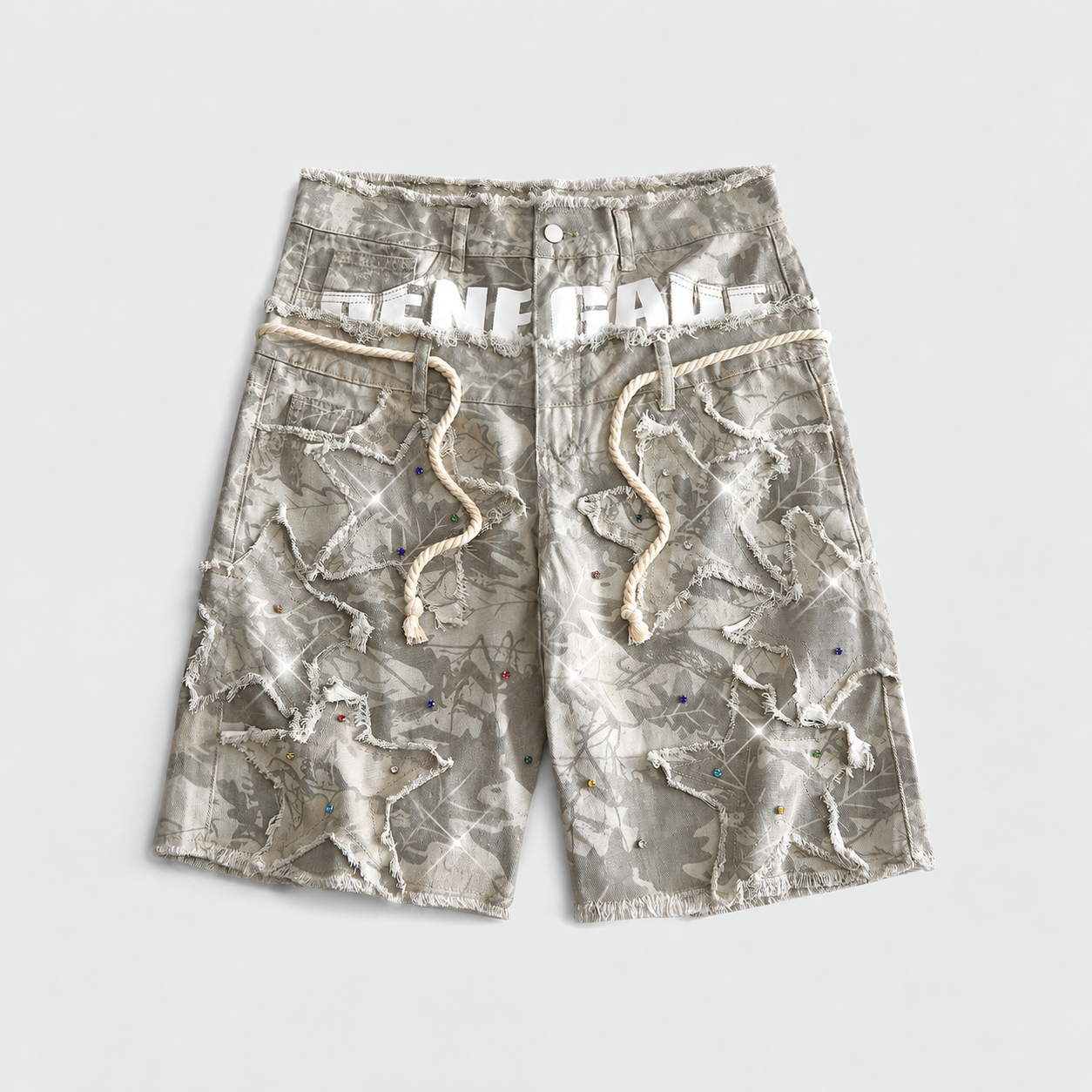 Loose Fit Sparkling Embellished Denim Shorts for Men