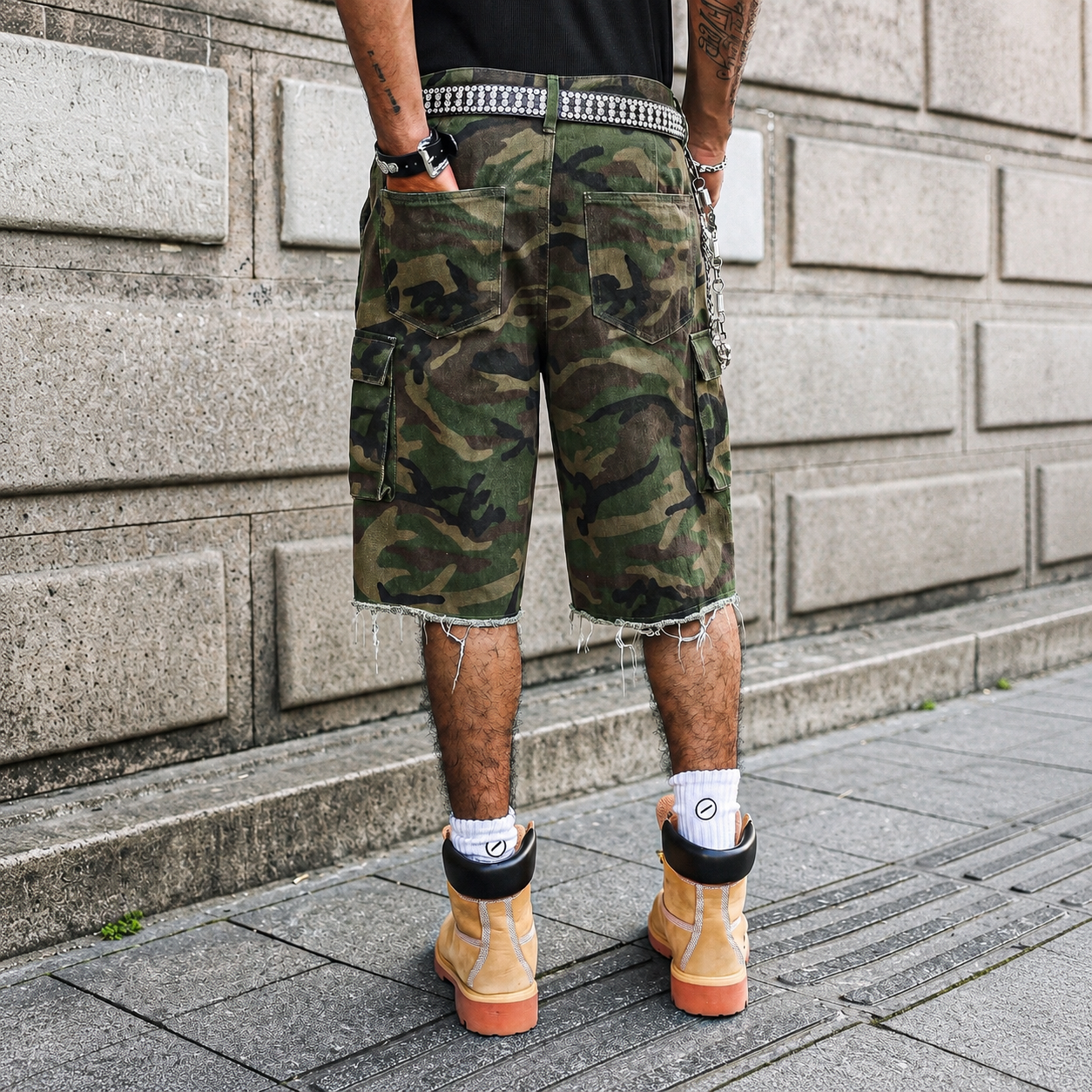 Y2K Camouflage Cargo Denim Shorts Casual Streetwear Style